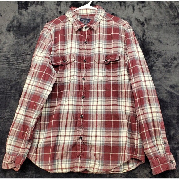 American Eagle Outfitters Shirt Men Large Multi Plaid Flannel Collar Button Down - Picture 1 of 8